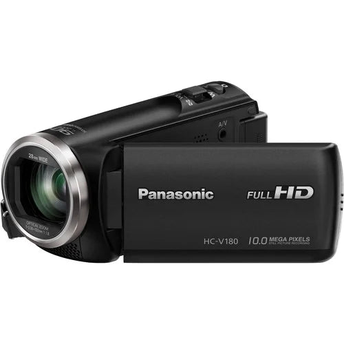50x Optical Zoom Full Black with - Stabilized Panasonic HC-V180K Camcorder HD