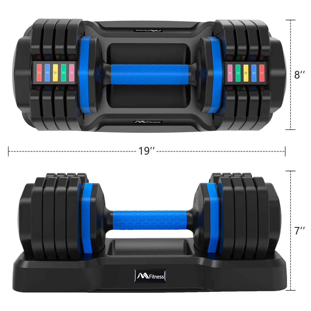 for Dumbbell Handle, x2 Turning Set Fast Adjust Full with Anti-Slip of 55lb Dumbbell Workout Exercise Dumbbell Handle by Weight Adjustable Suitable with Tray, - Fitness 2 Body