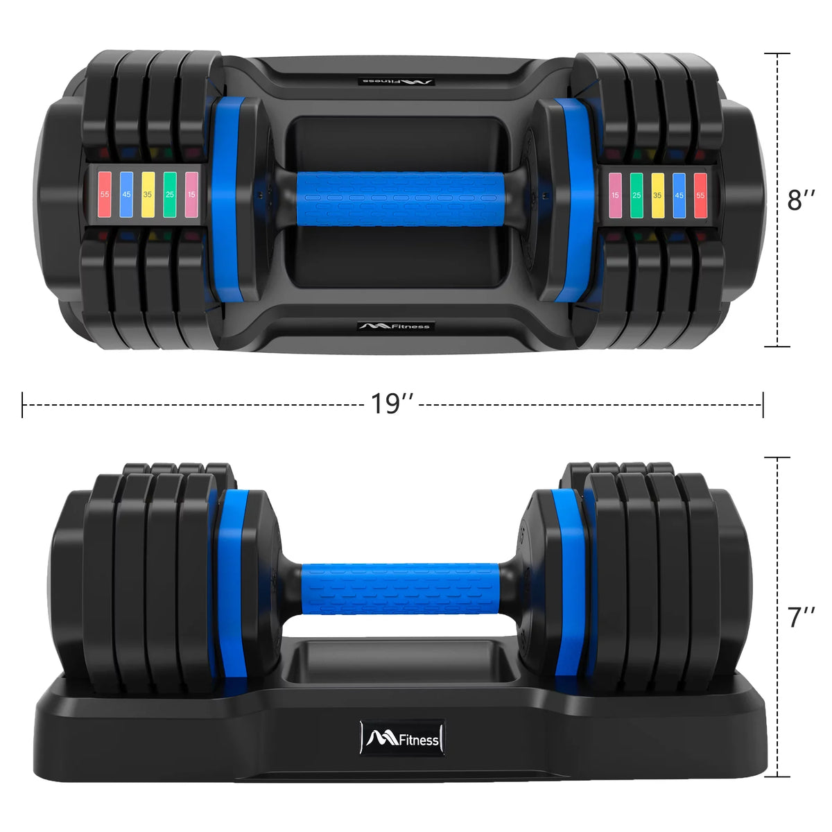 for Dumbbell Handle, x2 Turning Set Fast Adjust Full with Anti-Slip of 55lb Dumbbell Workout Exercise Dumbbell Handle by Weight Adjustable Suitable with Tray, - Fitness 2 Body