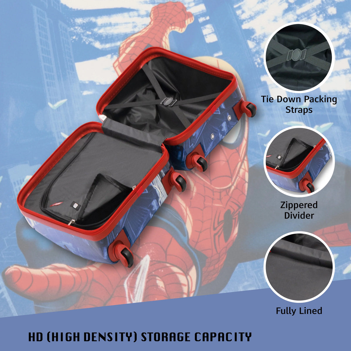 Carry Wheels, Spider-Man Suitcase Rolling Blue with 21 Marvel Inch Hardshell Kids On Luggage,