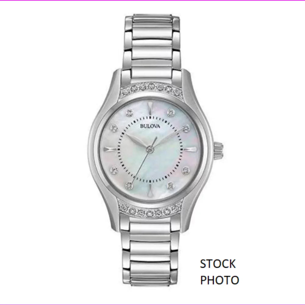 Mother Dial  of 16 Bulova White Women's Pearl Watch 96R216 Diamonds
