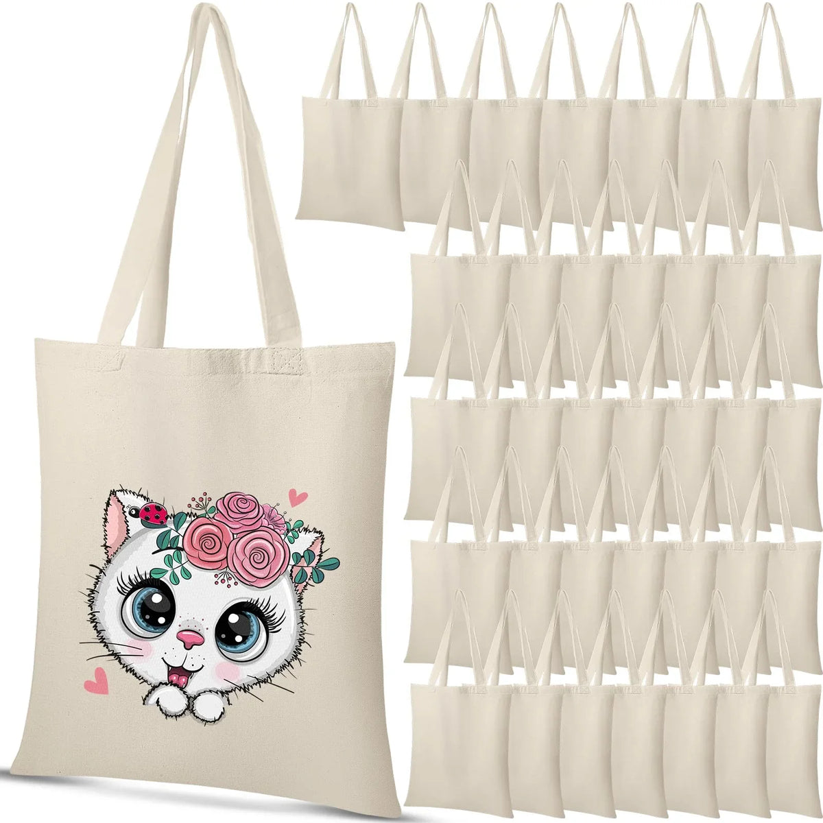Bulk Handles Tote for Pack Crafts Blank Shopping x DIY 15 Inch Reusable Grocery Canvas Gift Christmas Lightweight Cloth Activity 36 Bag for Women Bag Cotton 13 with Advertising Bag