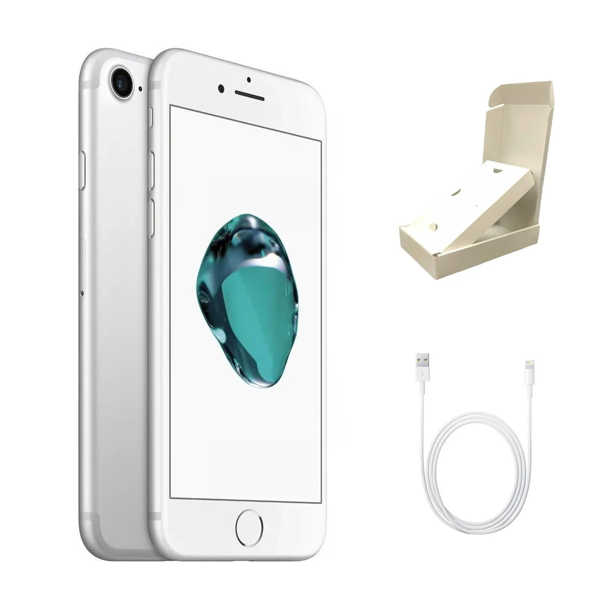 Restored iPhone 32GB Silver A1660 (Refurbished) Apple (Fully 7 Box Unlocked) A+) w/ Gift (Grade