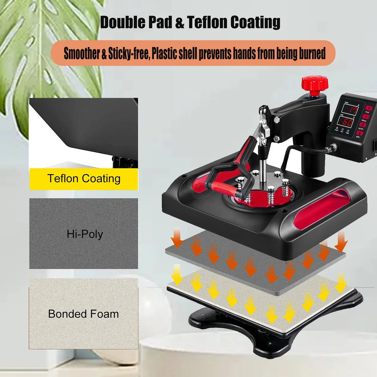 Swing Press Sublimation Heat 1, Control T-Shirts, Printing, 8 Machine x LCD 15 Away Transfer Red Transfer 15 Vinyl Bag, Canvas for Printer, Inches in Precise 360 Digital Printer Pillow, Banner