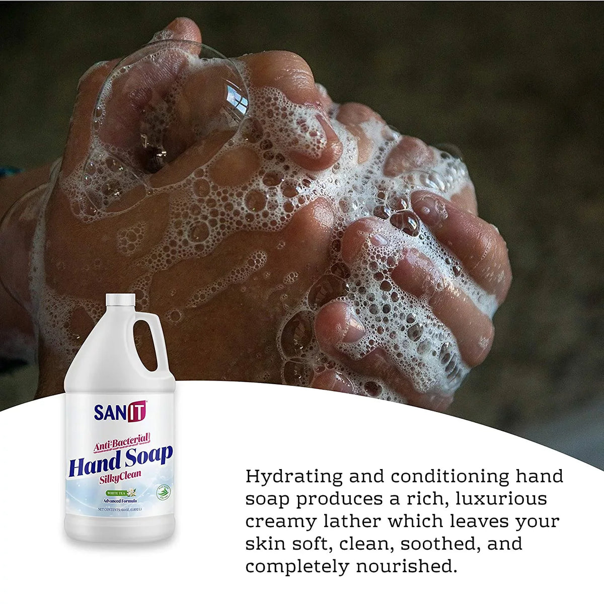 White and - Formula Clean Wash Antibacterial All Tea, - Gallon Hand Soap USA, Gel 1 Aloe Hand Silky Coconut Advanced Moisturizing Liquid with Vera Made Oil - Sanit Refill Natural in