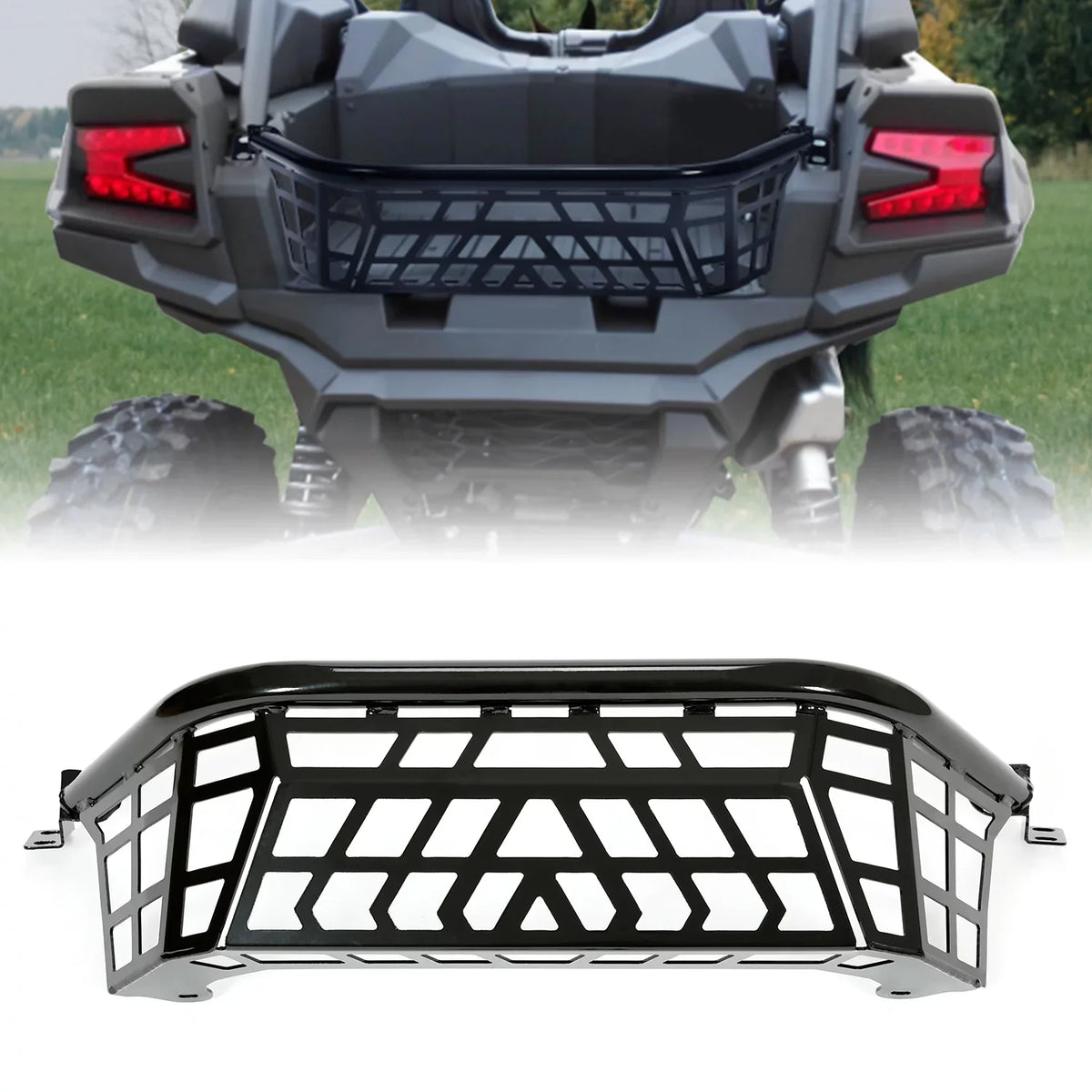 20 Powder Teryx Luggage Coated Black Kojem Rack Kawasaki Steel for 22 21 Barricade Enclosure Cargo Tailgate 1000 23 Bed KRX