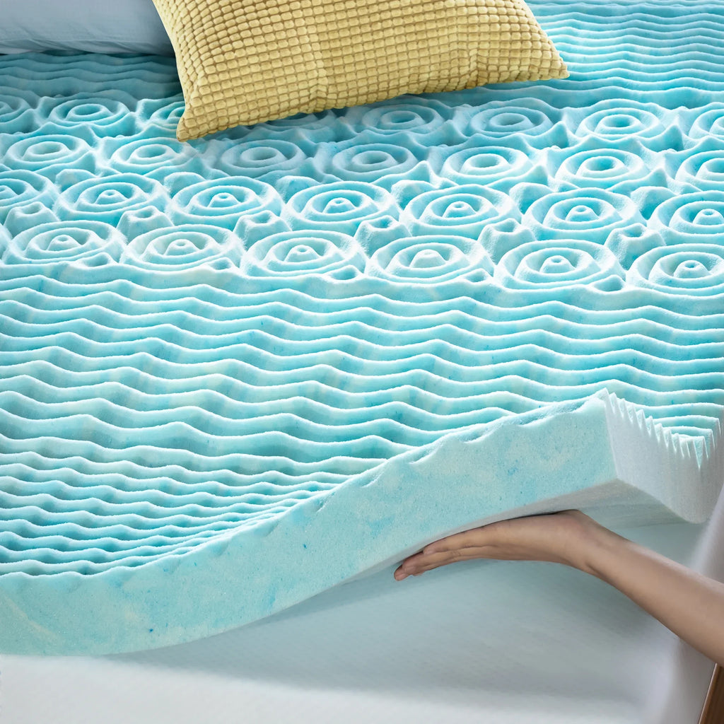 Zinus Topper, Foam Gel Cooling 2" Sensations Mattress Green Full Spa by Zoned Memory Support Tea