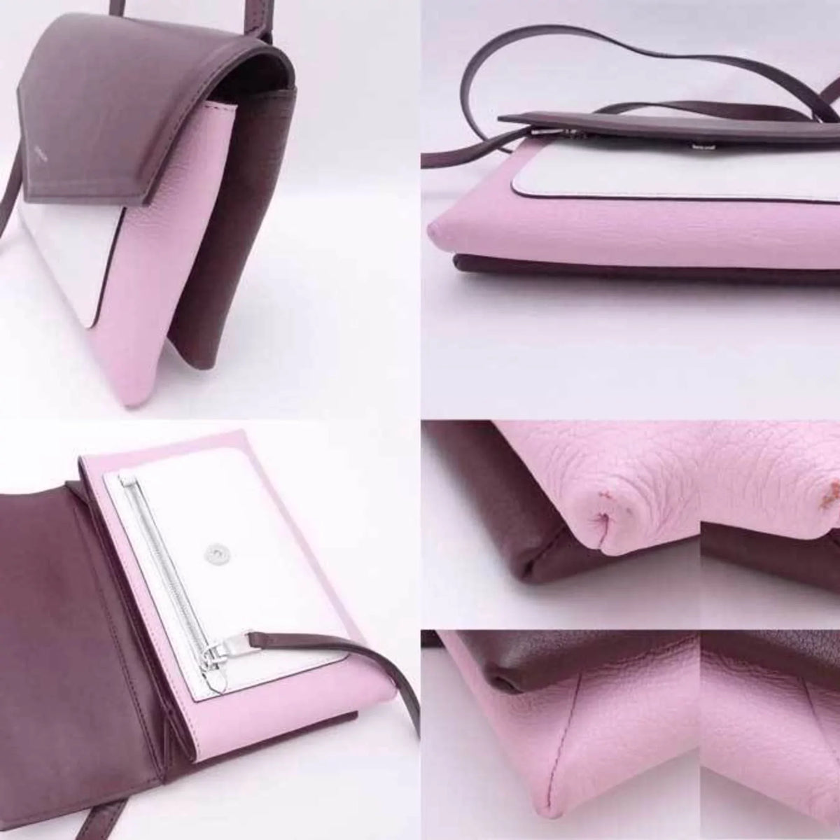 Shoulder (Good) Pre-Owned Givenchy Leather White Duet GIVENCHY Women's x Bag Crossbody Pink Bordeaux