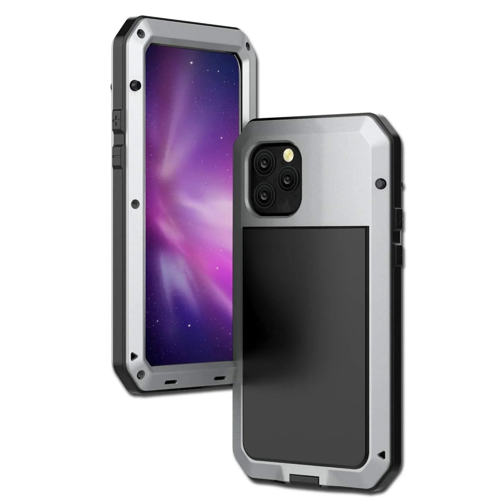 (Silver) Resistant Grade Glass Outdoor Gorilla and Duty Military Scratch  Heavy Shockproof Rugged iPhone Travel Protection, 13 Case Aluminum