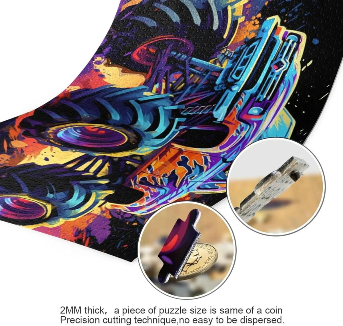 Material Composite Jigsaw Challenging for for Family with Truck Game Storage Zigsaw 500 Friends Neon Kids Parents PCS Monster Bag, Adults, Fun Puzzle, Puzzle Gift Brain Wood Exercise Paper
