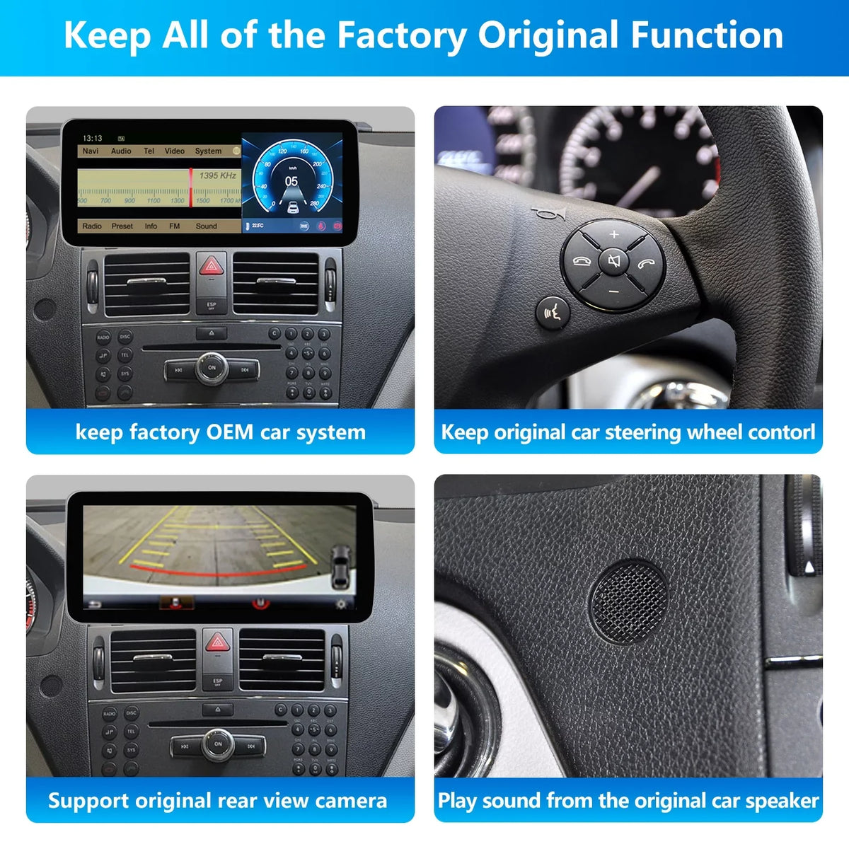 Mercedes CarPlay Wireless Screen Car Top Stereo Touch with Supports Car Benz W204 8GB+256GB C 13 Touch Android NTG4.5/4.7, Android 2011-2014 Auto for Screen Class Year Road Mirrorlink Wired 10.25"
