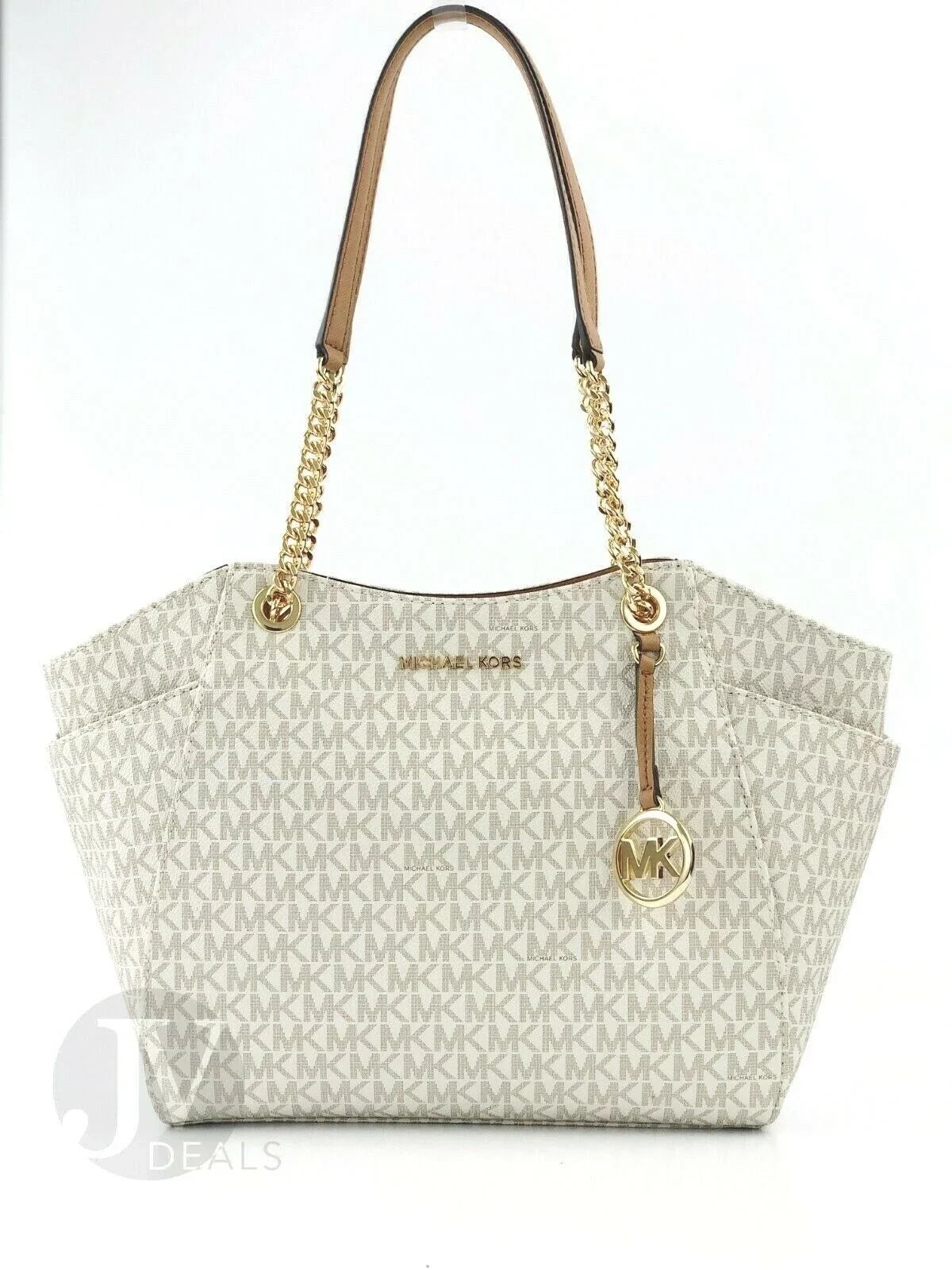 Large Leather Tote Shoulder Kors Set Michael Chain Jet Bag