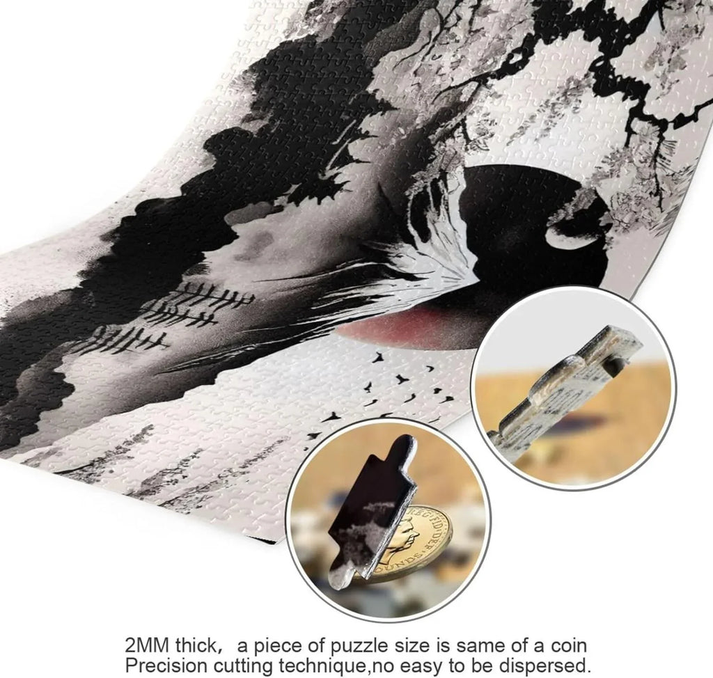 Exercise Adults, with Japanese Painting for Zigsaw Parents Friends Family Kids Challenging Game Bag, Jigsaw Gift Traditional 500 Wooden Brain Fun Print, Puzzle for Storage Puzzle PCS