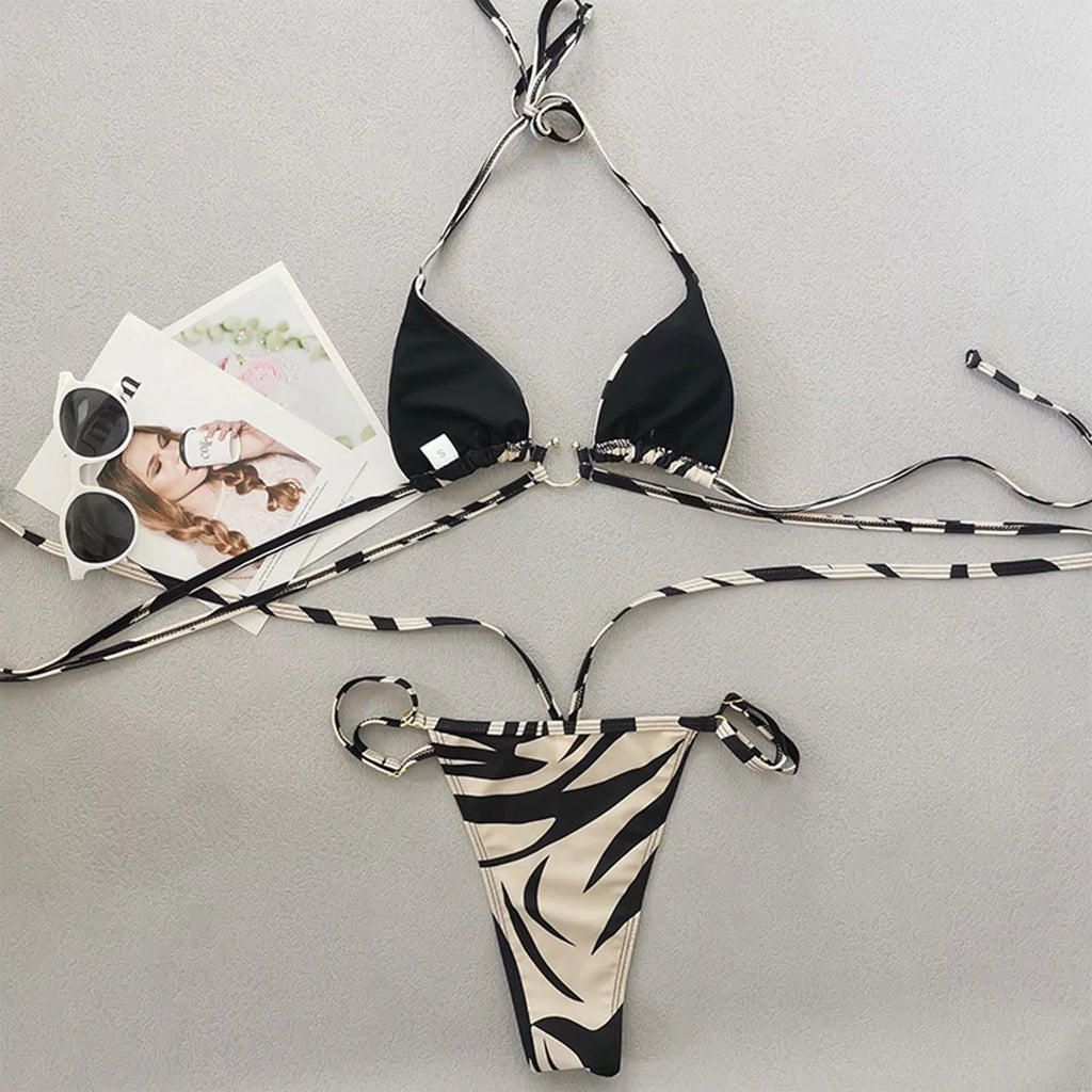 Up Lace Bikini Split Swimsuit Women Panda Color Sexy d Two for Swimsuits