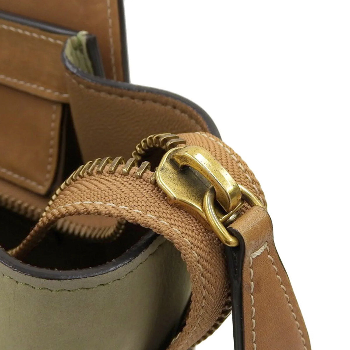 A03 15LK green CELINE 167793 micro (Good) luggage shopper beige tricolor mint handbag Pre-Owned Celine