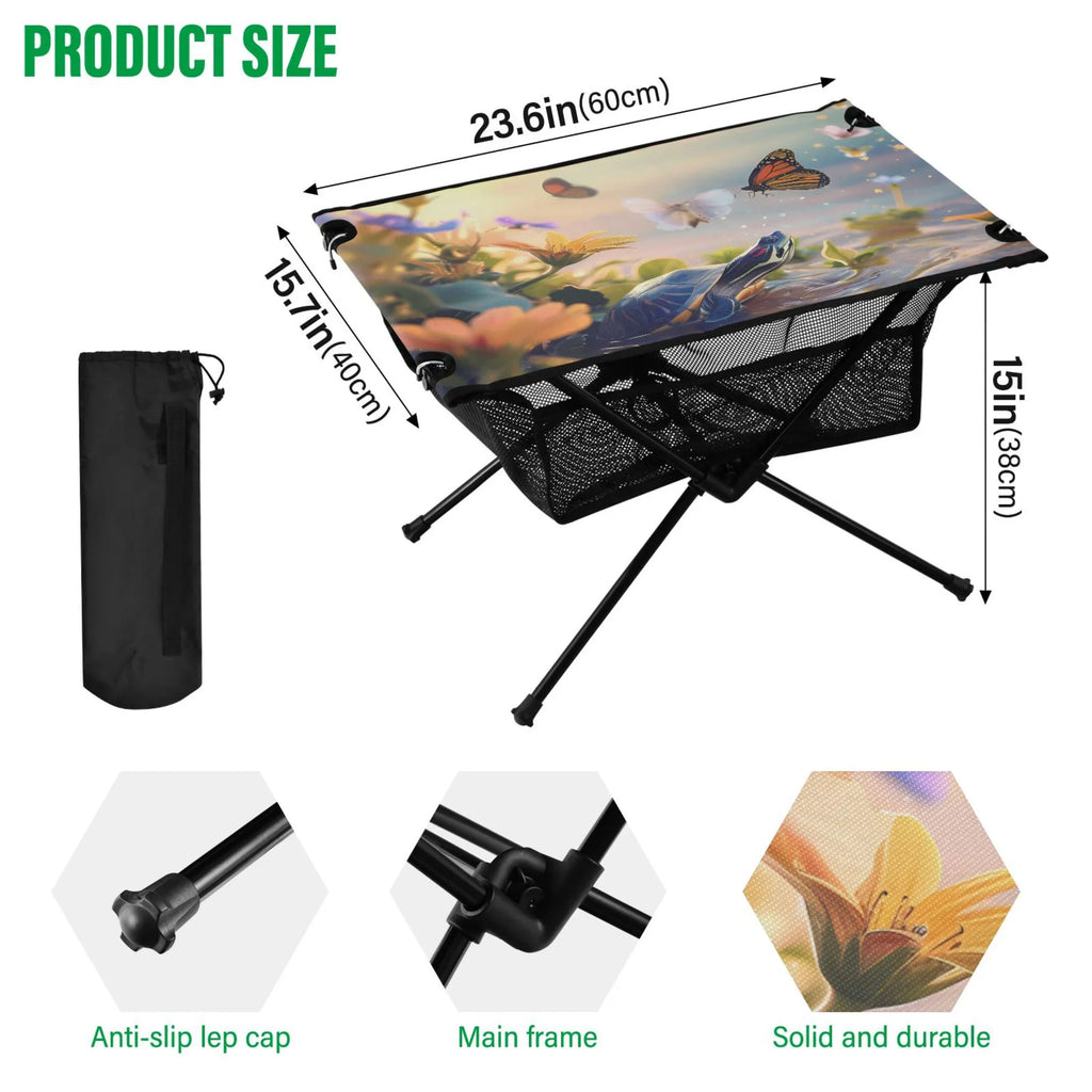 BBQ Bag for Compact Funny Butterfly Portable Table Table and Camping Outdoor Turtle Fishing Table Picnic Beach with Folding Storage Travel