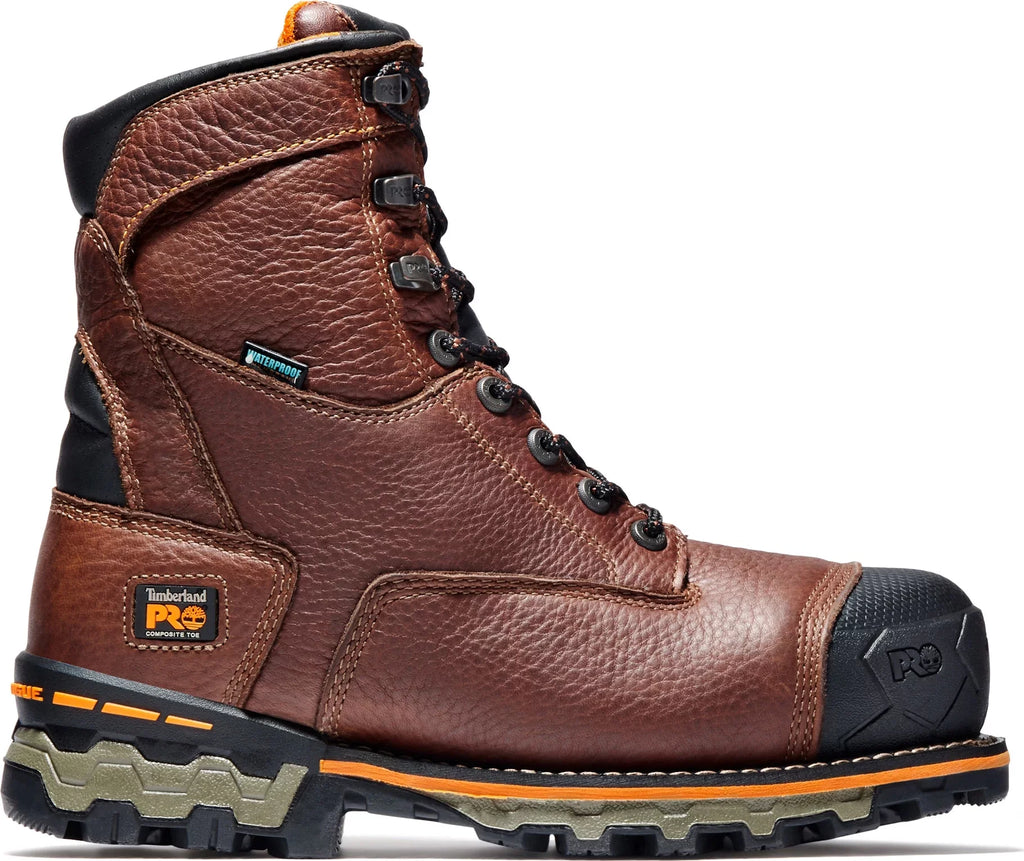 timberland toe men's m pro us boot,brown,8 steel boondock waterproof work