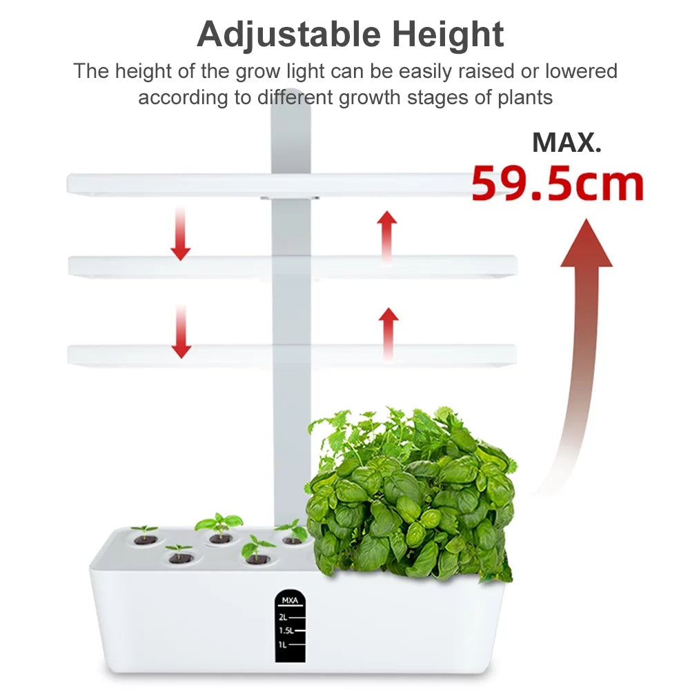 Pods Smart Smart Garden 15W Height Lights Grow Leyfeng 9 Kitchen Timing System Home Herb Adjustable Automatic 2L Tank Growing Indoor Kit Liquid Liquid Hydroponics LED Office with for Pump