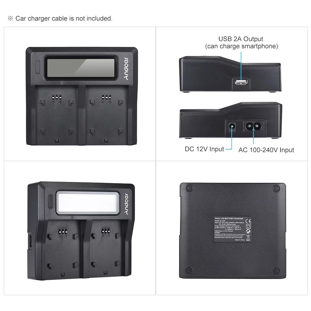 A9 Battery Replacement Sony Channel A7III A7RIII 7299 for A7SIII NP-FZ100 Dual LCD