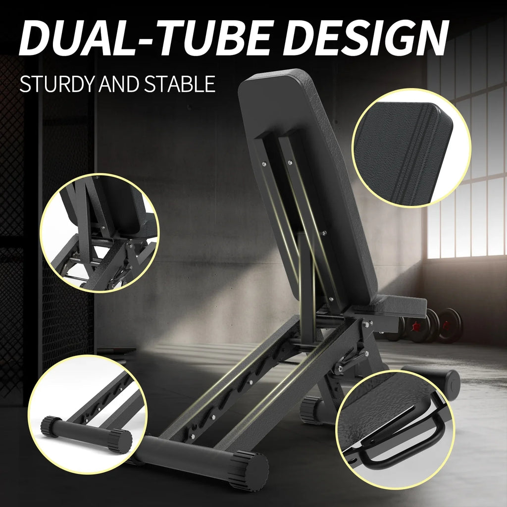 Foldable Full Body Training Bench, Bench Pounds Home Adjustable Strength Weight for Gym Benches Workout, for Set 880 Incline Capacity