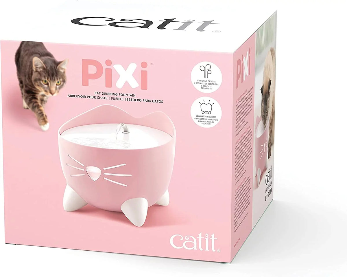 Triple PIXI Options, with Pink Fountain Fountain and Cat Filter Liquid Ergonomic Catit Drinking Drinking