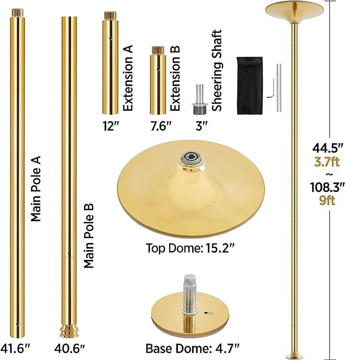 Dance Set Spinning Pub Stripper Portable Pole for Gym Poles 45mm Removable Club Exercise Pole Home Static Dance Dancing Party Kit Pole Fitness GENREEN