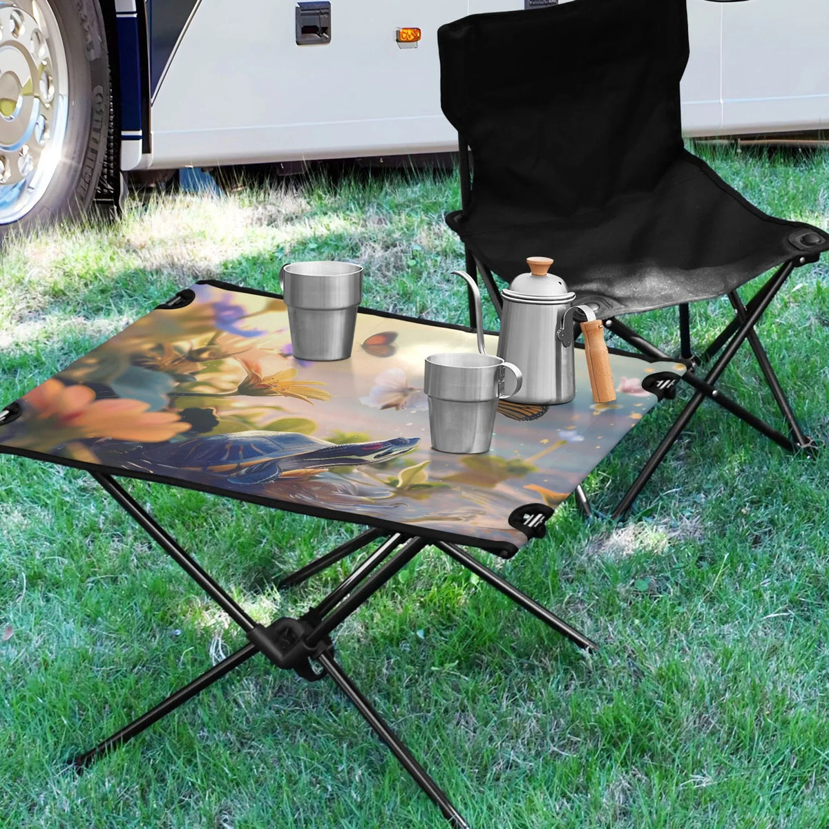BBQ Bag for Compact Funny Butterfly Portable Table Table and Camping Outdoor Turtle Fishing Table Picnic Beach with Folding Storage Travel