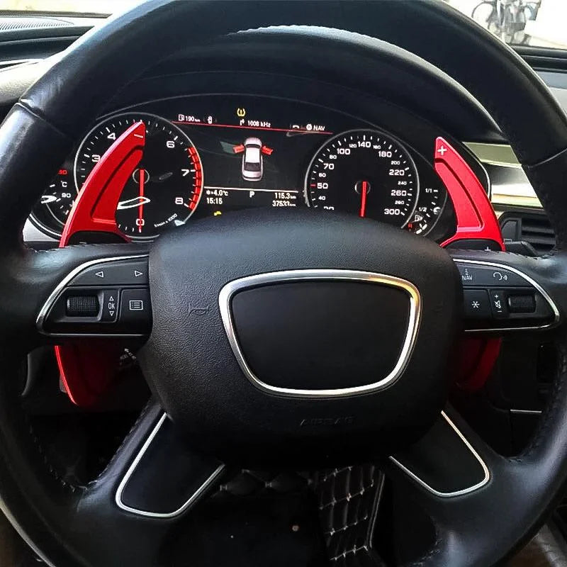 Q3 Compatible Shifter Aluminum Q7 (Red) Cover With Paddle A7 Trim, Wheel CNC Tech S7 Alloy, S5 Steering A3 S8 S4 A5 SQ5 A4 RS3 Xotic Q5 S3 A6 RS6 A8 S6 Audi