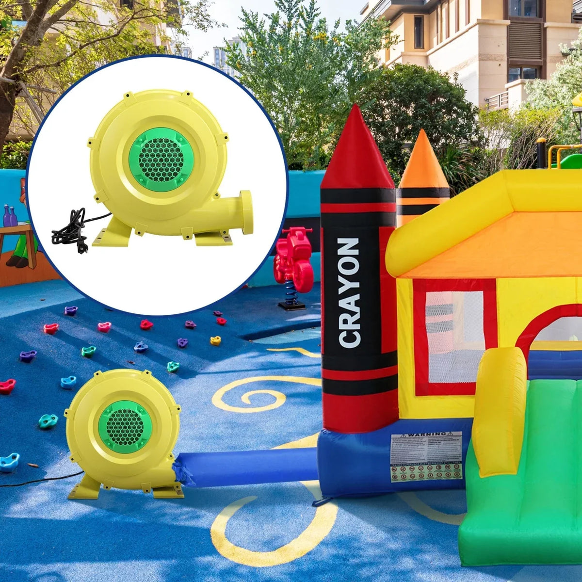 Pump Slides, Blower, Outdoor Inflatable Green Fan Yellow Safe, Liquid and for Indoor Air Bounce Portable Castle, -