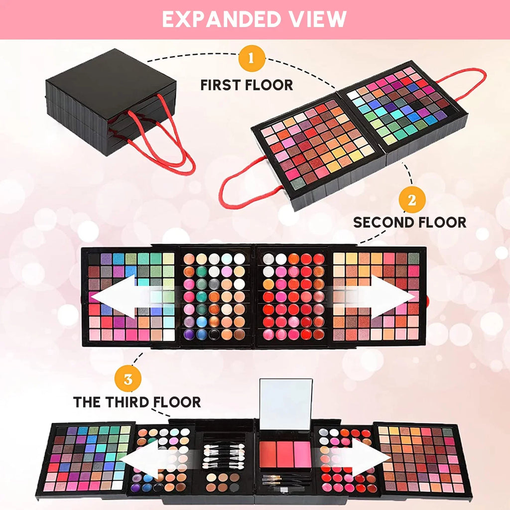 All-in-One Combination Powder Mirror, 177 Cosprof Pencil Eyebrow with Makeup Make Face Palette Set, Set Blusher Eyeliner Cosmetic Gift Powder Facial up Eyeshadow Concealer Colors