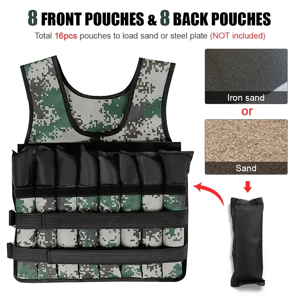 Tomshoo Workout Perfect Adjustable Material, Premium Oxford Camouflage for Fit, Muscle Vest, Building, Weighted