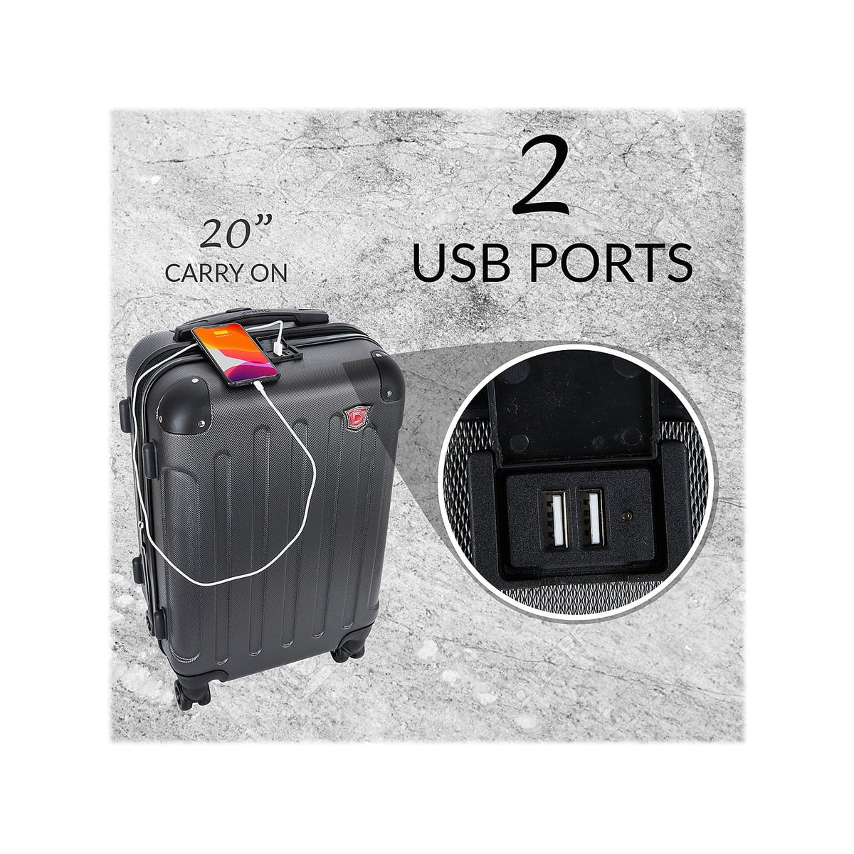 Intely DUKAP (DKINT0SM-WIN) 2-Piece Wine Luggage Set Plastic