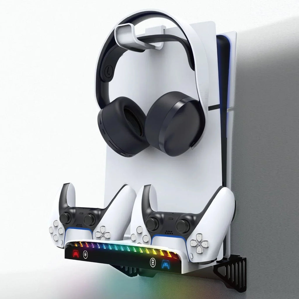 White Console Charging PlayStation Dock-Black Slim for Wall Multi-Functional Bracket with Mount Controller