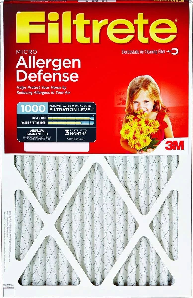 3 16x25x 3M Filter, 9801-2PK-HDW or Micro Microfiber or Pleated, Allergen Micron Defense Furnace Filtrete Red Quantity -