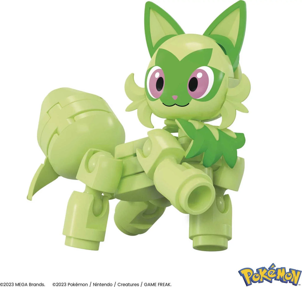 Toy Poke with for Pokemon Action Sprigatito Kids Kit, Ball Poseable (27 Pieces) MEGA Figure Building