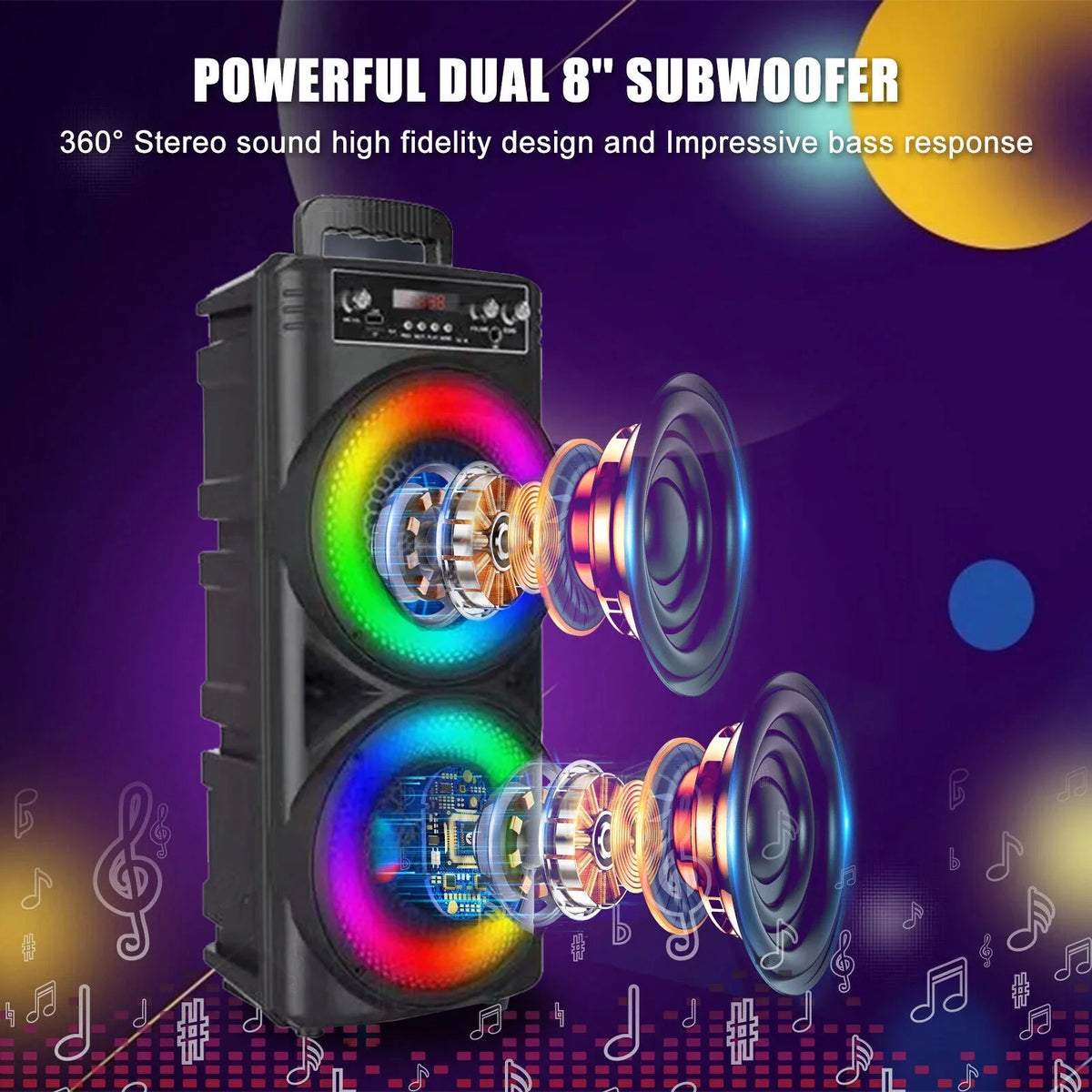 Sound Speaker Portable Speaker Heavy Subwoofer Bass 8-inch TIANLAIMEI Party Loud Mic Party Dual & -FM/AUX/MP3/USB System 6000W Bluetooth