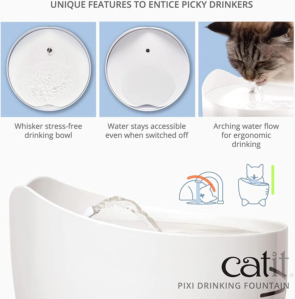 Triple PIXI Options, with Pink Fountain Fountain and Cat Filter Liquid Ergonomic Catit Drinking Drinking