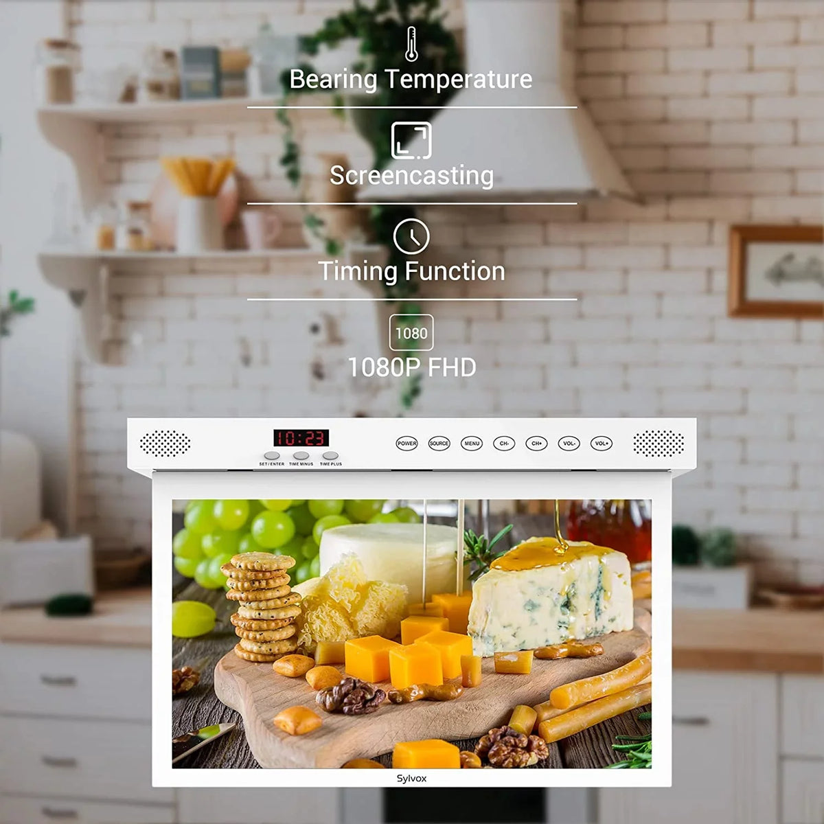TV, Under Google WiFi Assistant Android 1080P Built-in Cabinet Support Google Play, Smart TV Kitchen Bluetooth inch Smart FHD TV, SYLVOX 15.6