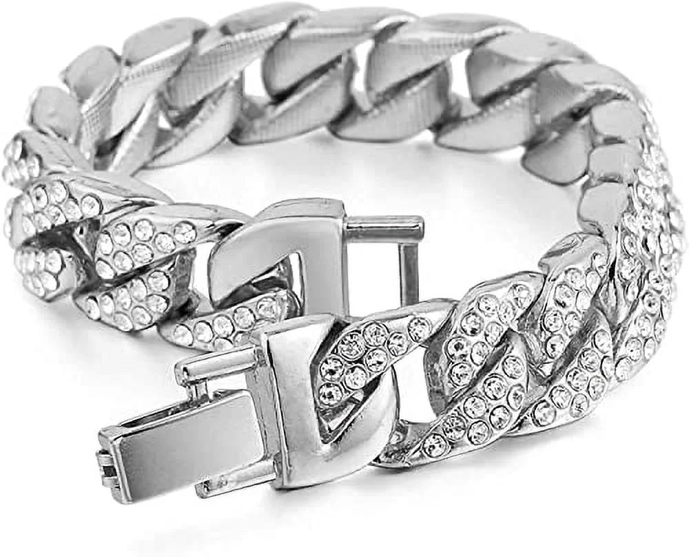 Colorful Out Watch Fully Rocks Date Hip Dials- and Out Big Numerals Raymond Timepiece Mens ST0226RND Cuban Charles Hop w/Roman Blinged Read - Silver w/Easy Designer Silver Iced