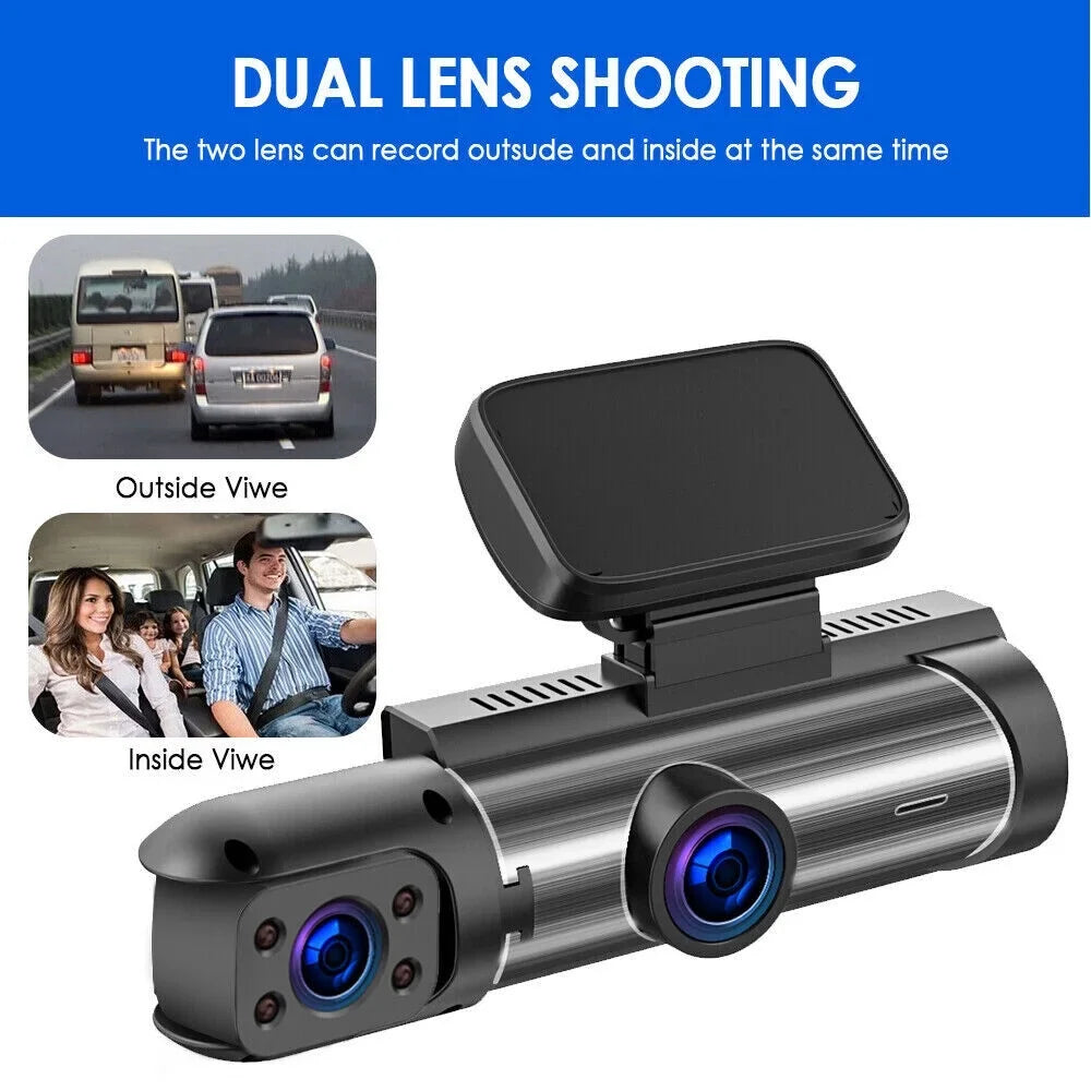 Car Jahyshow Front w/ DVR Dual G-Sensor Lens 1080P Camera Recorder Video Inside Dash Cam