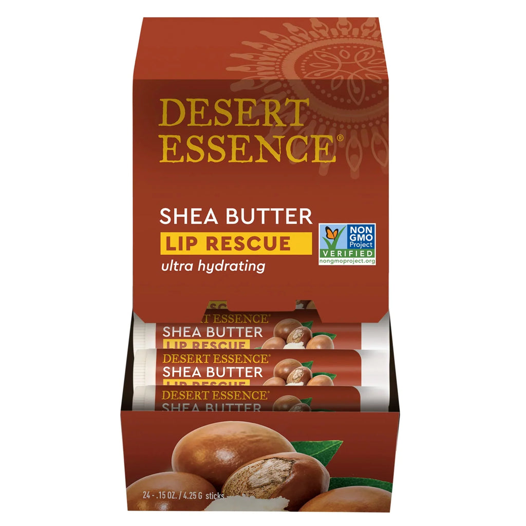 Dry - Butter Shea Biloba - Or Extract- Moisturizer Stick, Balm Hydrating Oil Lip w/ - 0.15 Lips E of Desert Beeswax - Cracked Rescue Vitamin Oz Ultra Pack Peppermint Ginkgo 24, Soothes Essence - Soft