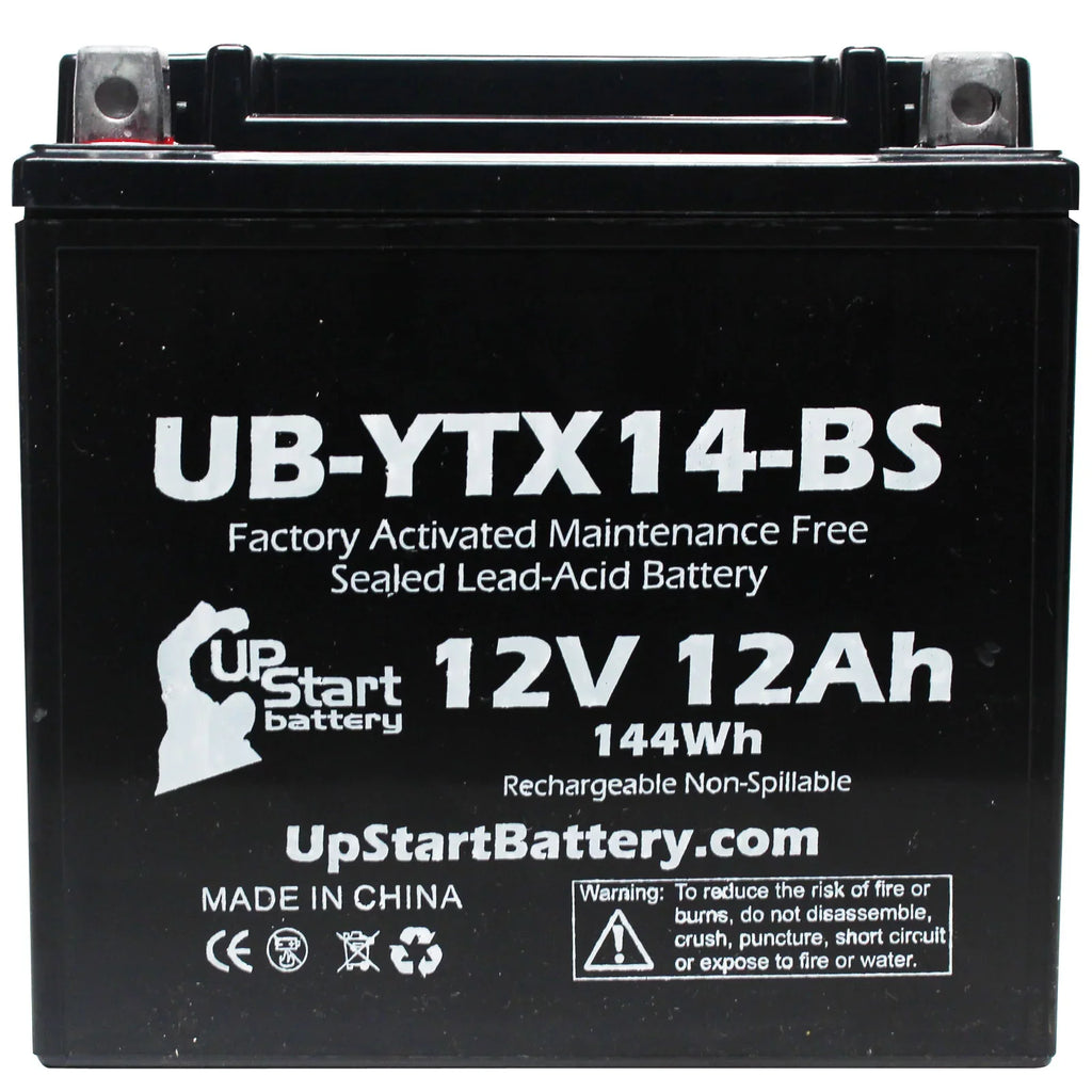 Battery F800ST, 12V, CC Motorcycle Maintenance Activated, UpStart for UB-YTX14-BS Battery Factory 800 4-Pack BMW - 12AH, Replacement 2012 Free, GS