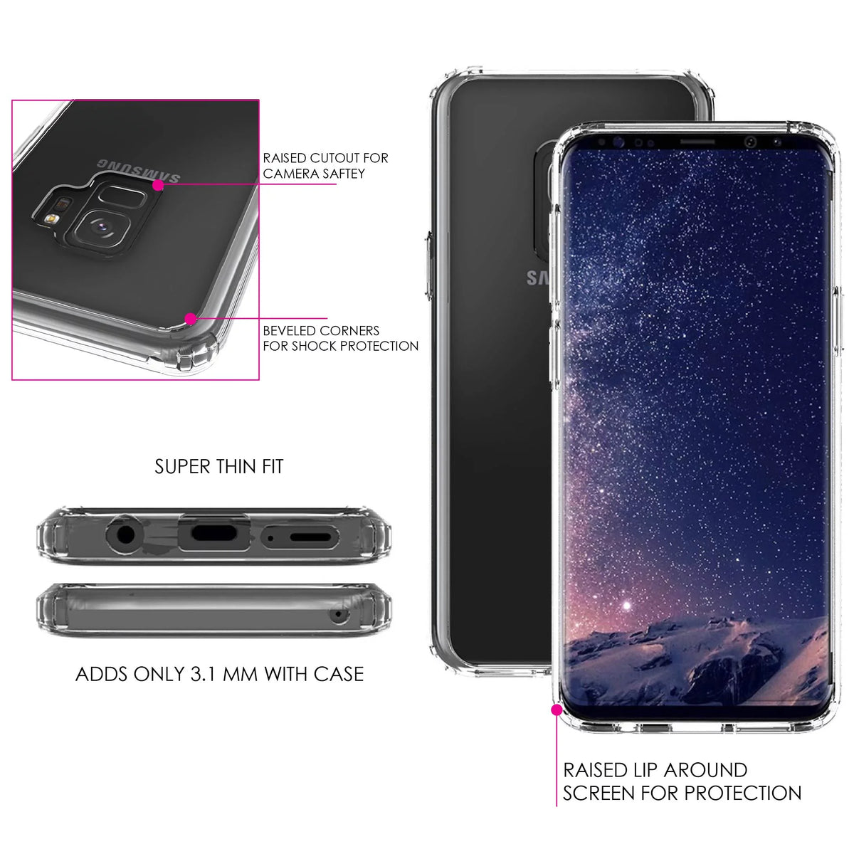 Ribbon Samsung Shockproof Over Acrylic Screen) - Bumper Glass TPU S9 Case Hybrid Back Faith Pink Galaxy (5.8" Screen Protector - Fear Clear Tempered DistinctInk for Cancer -