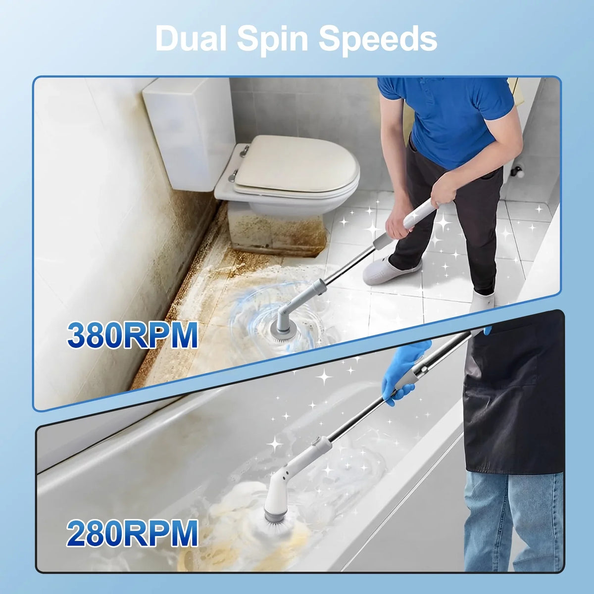 Replaceable Brush, Spin Tile, Cleaning 6 Bathtub, Electric Floor Bathroom Cordless for Heads Scrubber, Fixdono Scrubber Cleaning