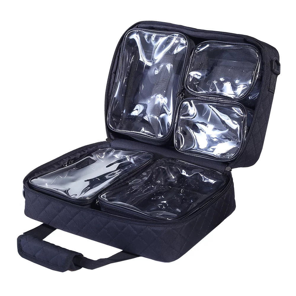 Compartments Bag- Women Cosmetic Travel Tools, with Semi-Transparent Professional Large for Handy Accessories KIOTA Makeup Up Cosmetic Train Jewelry, Bag | Make for Organizer Case Toiletry,