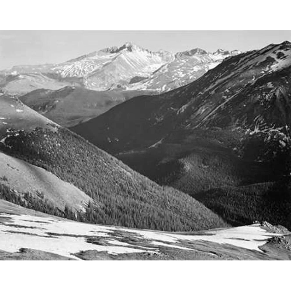 Peak Art Rocky Black ca. Framed Museum Longs - Park, Titled in Mountain Ansel 14x12 1941-1942 National Adams, Modern Colorado, Print