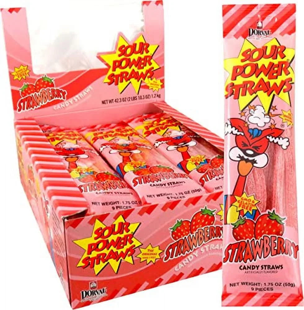 (Pack (2912615) Strawberry (Pack of 24) 1.75 Sour Candy Straws of Straws, 24), Ounce Power