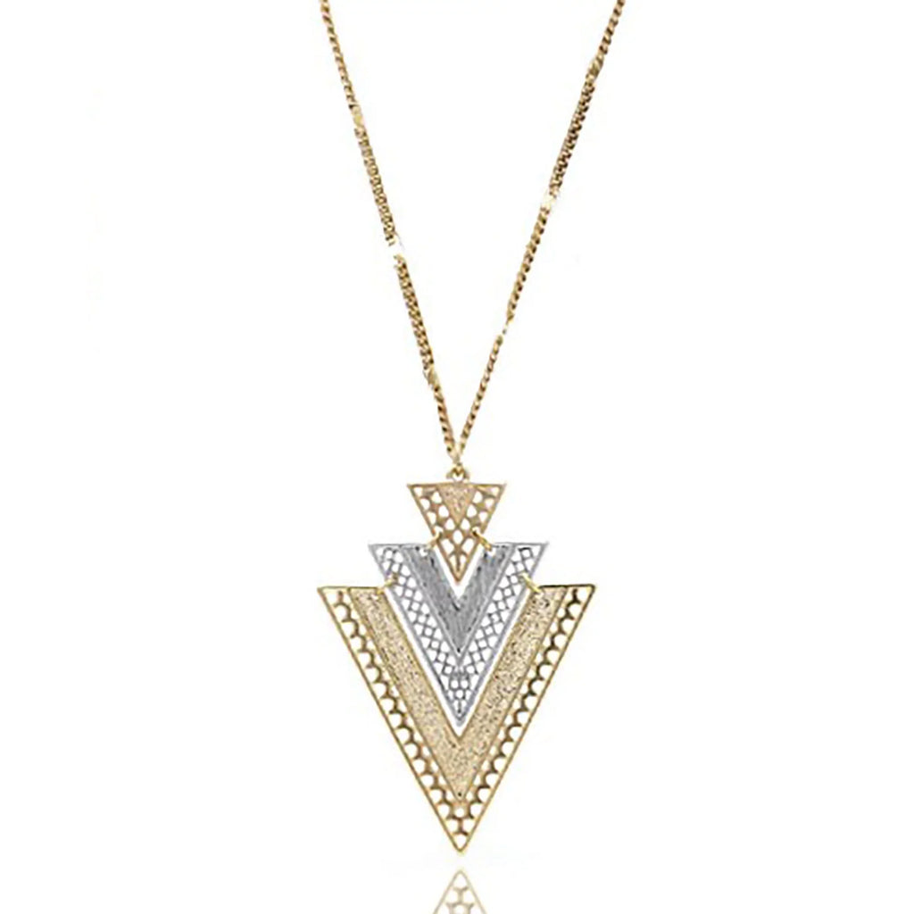 Women,  Boutique Pendant Layered Inc Teens Tone Mixed Two Box for Necklace Blue Triangle