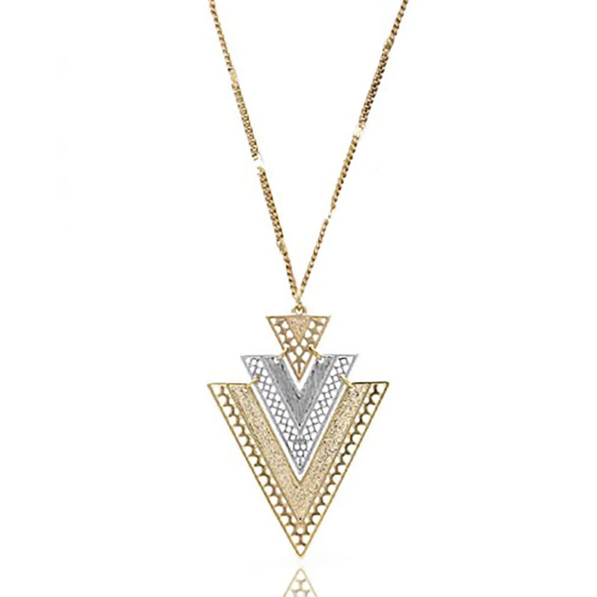 Women,  Boutique Pendant Layered Inc Teens Tone Mixed Two Box for Necklace Blue Triangle
