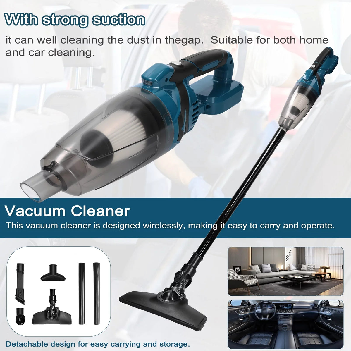 Andoer and Car Portable Cleaner Use, Vacuum 10KPa Cordless Cleaner, Vacuum High Power Dual Home